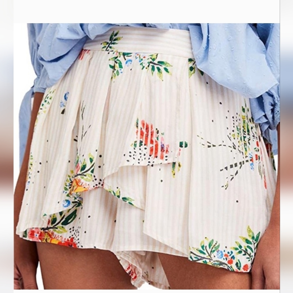 FREE PEOPLE New Floral Striped Flounce Pull-on Skort Shorts  *2 Or More 20% Off